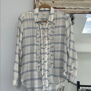 Anthropologie Pilcro and Blue Plaid Ruffle Shirt